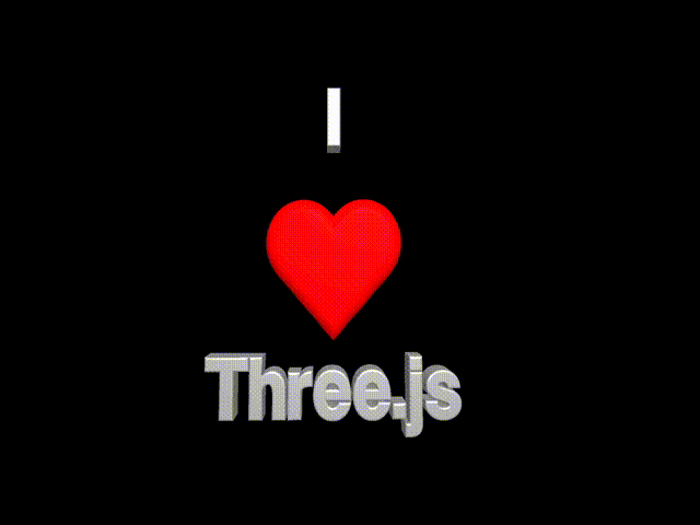 3D example of website displaying "I love Three.js"
