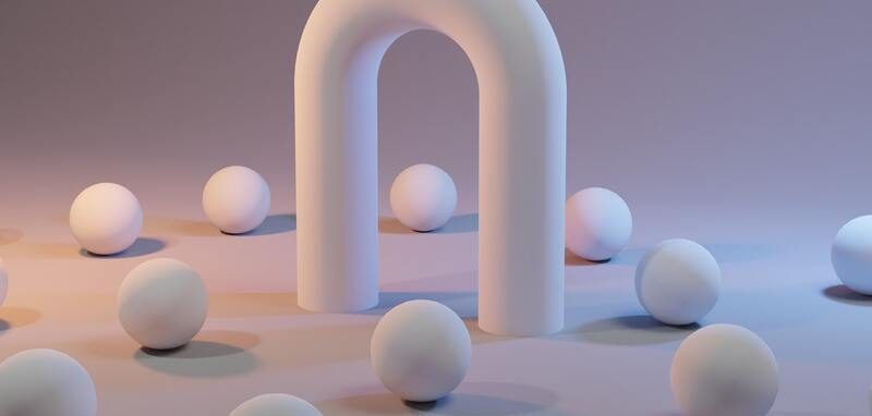 3D scene with spheres and arc