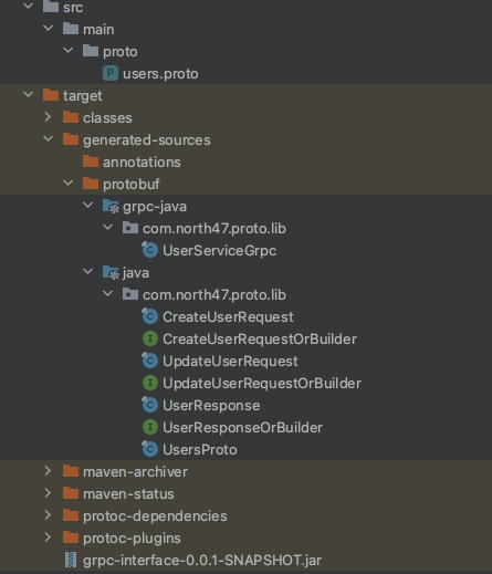 gRPC interface project structure