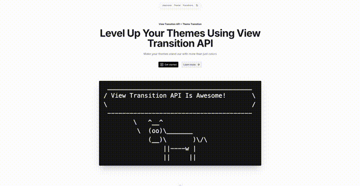 Showcase of the "blur" theme transition
